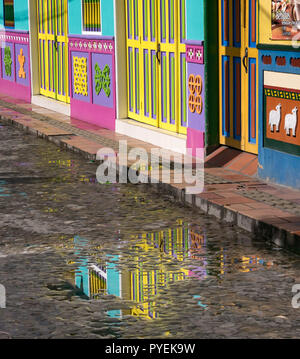 Guatape, Colombia. Typically colourful buildings in Guatape Colombia Stock Photo