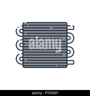 Flat icon on the car radiator. Vector illustration. Cooler in the cooling system. Stock Vector