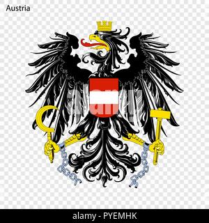 Austria official national flag and coat of arms, vector illustration ...