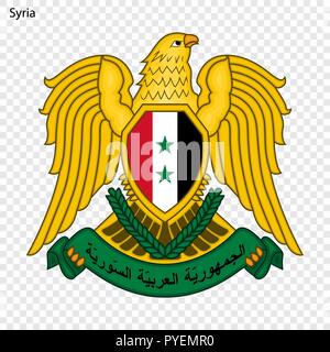 Syria coat of arms and flag, official symbols of the nation Stock ...