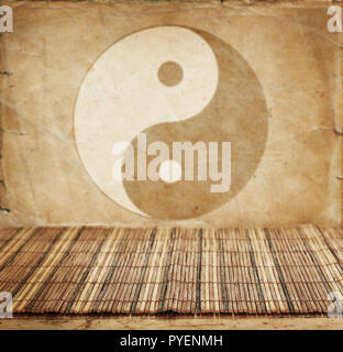 Empty bamboo table in oriental style - great for product display montages Stock Photo