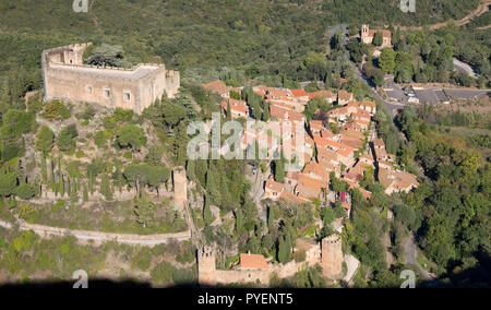 Beautiful little village of Castelnou in the South of France Stock Photo