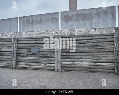 Orianenburg, Germany - December 12, 2017: Shot of the wall where people where killed Stock Photo