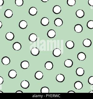 mock wrapping paper decor. turquoise background pastel white circles with black stroke. gentle baby colors. Stock Vector