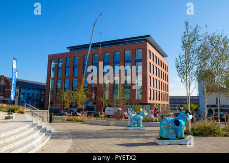 Ashford commercial quarter, modern office building and retail space, station rd, ashford, kent, uk Stock Photo