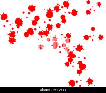 drops of blood. vector. red blood splashes, drops and trail Isolated on white background Stock Vector
