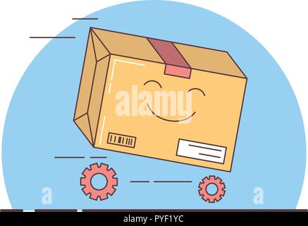 Gift delivery, Packed box racing forward, Vector Stock Vector