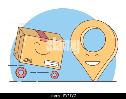 Gift delivery, Packed box and geolocation symbol Stock Vector