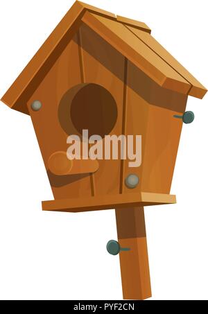 Cartoon birdhouse isolated on white background. Vector cartoon close-up illustration. Stock Vector