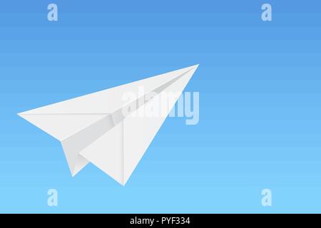 Paper airplane on blue background Stock Vector