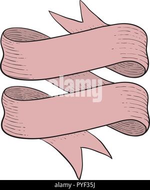 Ribbon scroll. Hand drawn sketch Stock Vector