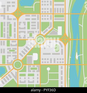 Abstract city map with river Stock Vector