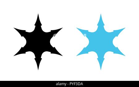 Vector silhouettes of Snowflakes in blue and black colors. Stock Vector