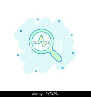 Vector cartoon magnifying glass icon in comic style. Loupe analysis sign illustration pictogram. Magnifier business splash effect concept. Stock Vector