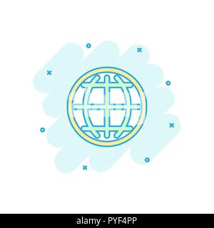 Vector cartoon choose or change language icon in comic style. Globe world communication sign illustration pictogram. World business splash effect conc Stock Vector