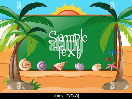 Frame design with beach theme illustration Stock Vector