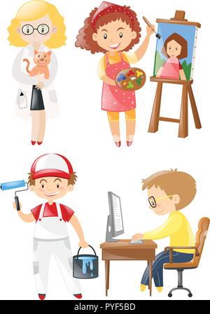 People doing different jobs illustration Stock Vector
