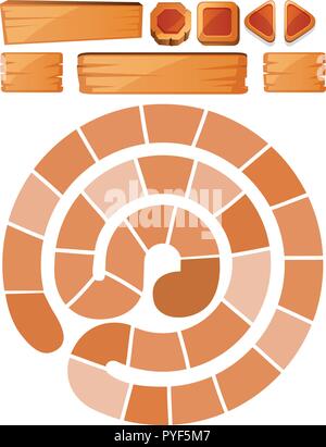 Game template with spiral and wooden signs illustration Stock Vector