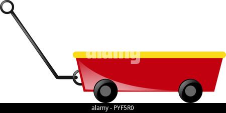 Red wagon with handle illustration Stock Vector