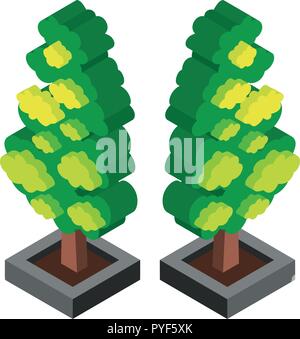 3D design for tree in cement block illustration Stock Vector