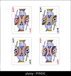 Playing Card King of Clubs Red Blue and Black Stock Vector Art ...