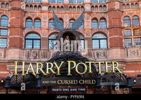 Harry Potter and the Cursed Child sign at Palace Theatre, London Stock Photo