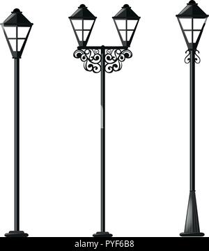 Three design of street lamps illustration Stock Vector