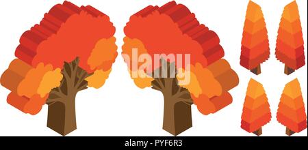 Trees with orange leaves in autumn illustration Stock Vector