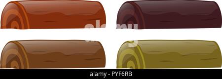 Four logs on white background illustration Stock Vector
