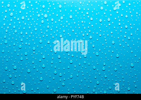 Water drops on the blue background. Stock Photo