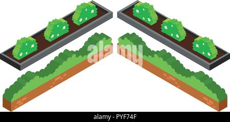 3D design for bushes in garden illustration Stock Vector