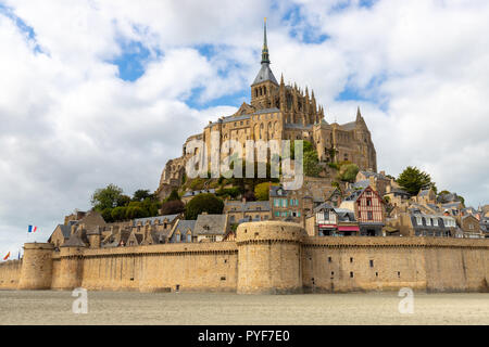 The Mont Saint Michel village and abbey, world Unesco heritage in Normandy, France Stock Photo