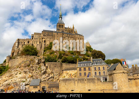 The Mont Saint Michel village and abbey, world Unescio heritage in Normandy, France Stock Photo