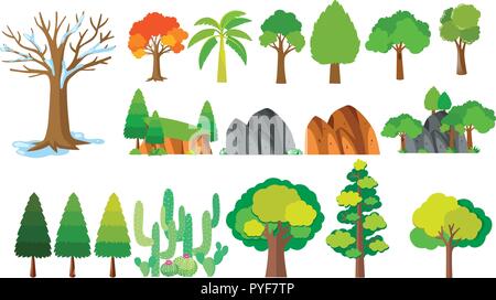 Set Different Trees Bushes Vector Illustration Stock Vector by ©ensiferum  174921700