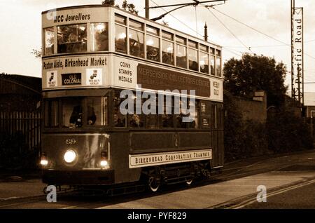 Wirral,Uk Merseyside trams put on twilight event for 1st time credit Ian Fairbrother/Alamy Stock Photos Stock Photo