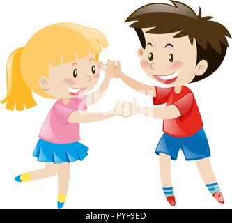 Boy And Girl Children Dancing Together Set Vector Stock Vector Image ...