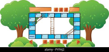 Boardgame template with trees in background illustration Stock Vector