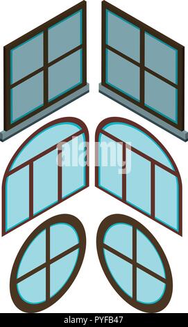 Different shapes of windows illustration Stock Vector