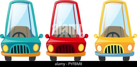 Cars in three differnt colors illustration Stock Vector