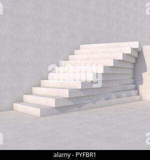 Rising arrow on staircase, increasing business. 3D rendering Stock Photo