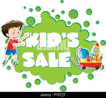 Poster design with kid's sale illustration Stock Vector