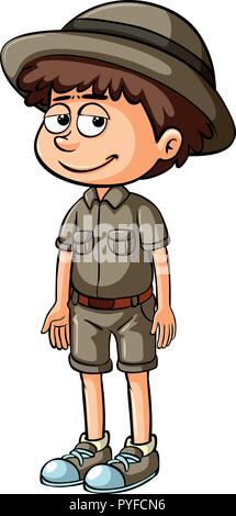 Boy in safari outfit illustration Stock Vector