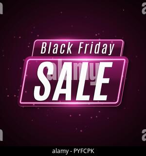 Black Friday Sale Banner. Super sale. Neon modern web banner. Flying glowing dust. Vector illustration Stock Vector