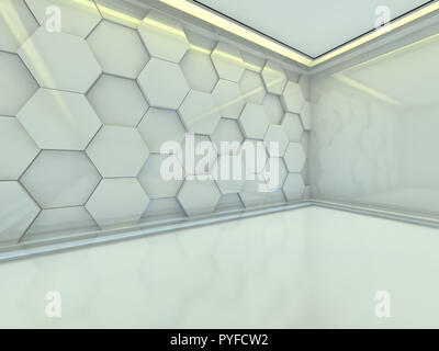 Abstract modern architecture background, empty open space interior. 3D rendering Stock Photo