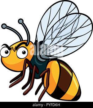 Bee with angry face illustration Stock Vector
