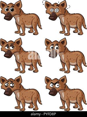 Hyena with different facial expressions illustration Stock Vector