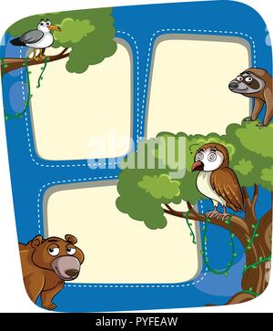 Border template with wild animals in background illustration Stock ...