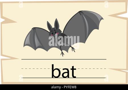 Wordcard template for word bat illustration Stock Vector
