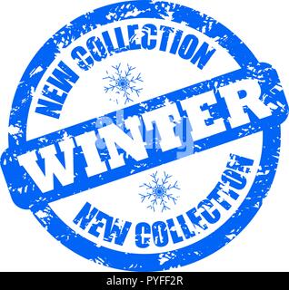 New collection winter rubber stamp clothes and shoes. Vector seal labeling mark, stamp rubber for advertising illustration Stock Vector