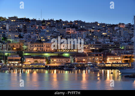 Mikrolimano port during dusk time in Athens, Greece Stock Photo